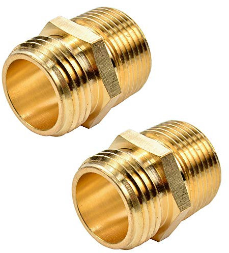 Paquete de 2 conectores macho NPT de 3/4 pulgadas GHT a 3/4 pulgadas, accesorio de manguera de jardín de latón, adaptador de manguera macho