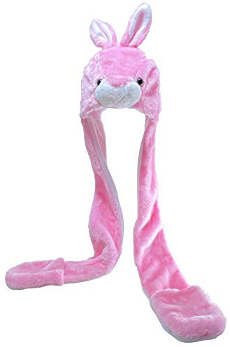 JK Home Mütze und Handschuhe für Kinder, Teenager, Schal, Set, Cartoon-Fleece, 3-in-1, Party-Tiermütze, Schal, Fäustlinge, Handschuhe mit Taschen, warmer Plüsch-Kapuzenpullover, Ohrenklappe, Beanie,