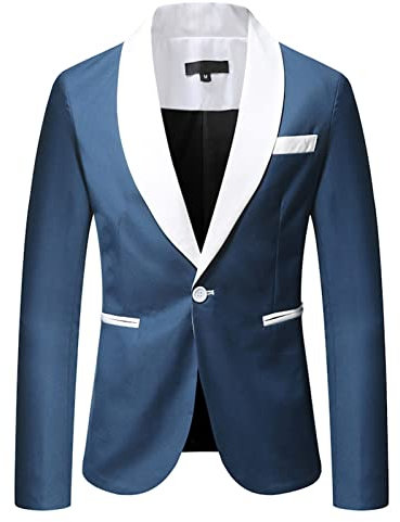 Yowablo Blazer Klassischer Herren Anzugjacke Baukasten Herren Slim Fit Anzugjacke EIN Knopf Sakko für Business (L,Marine)