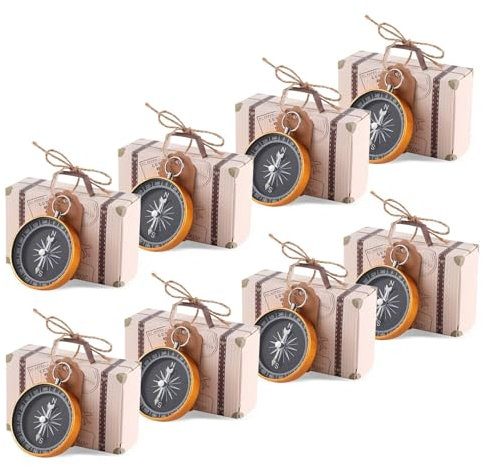 Bomboniera Regalo da 20 Pezzi, con Bussola e Etichette Kraft, Bomboniere Battesimo Maschio/Bambina,Scatoline Portaconfetti Nascita per Dolci Nozze