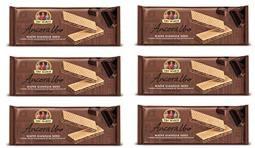 6x Tre Marie Ancora Uno Wafer Gianduia Nero mit Gianduja-Creme Produkt erhalten von Piemont Haselnuss IGP 175g