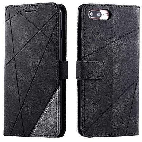 SONWO PU Leather Wallet Case with Magnetic Closure and Flip for iPhone 7 Plus/iPhone 8 Plus, Black