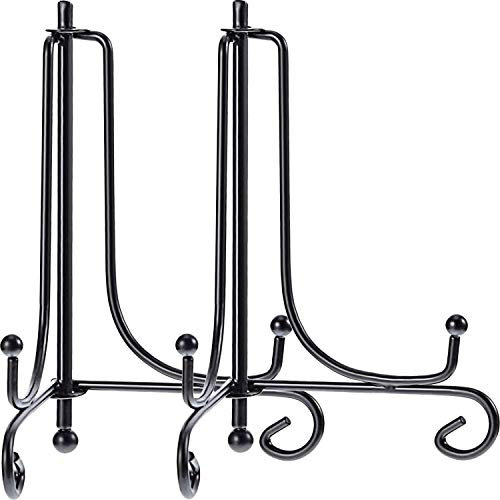 Jieddey Metall Tellerständer,2 PCS Schwarzer Eisen Tellerständer Tellerhalter Ständer für Bilder Bilderrahmen Dekorative Platte Tabletop Artworks Dekoration 10 Zoll