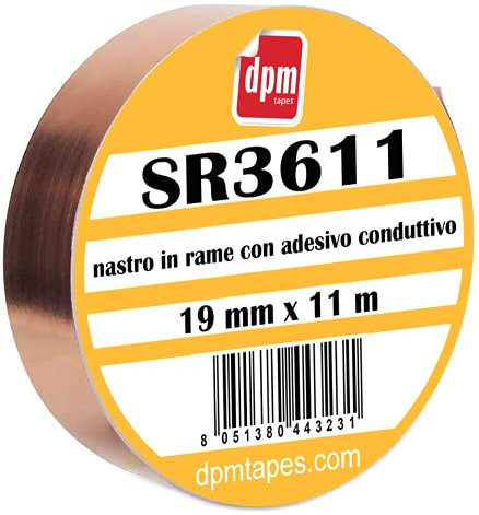 Dpm tapes SR3611 - Leitfähiges Klebeband aus Kupfer - Premium Erdungsaufkleber - Schneckenschutz - 19 mm x 11 m (1 Stück)