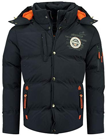 Geographical Norway - Verveine Bell, uomo, giacca da uomo invernale, piumino/giubbotto sportivo antivento, parka/cappotto con cappuccio, abbigliamento a maniche lunghe, Navy, L