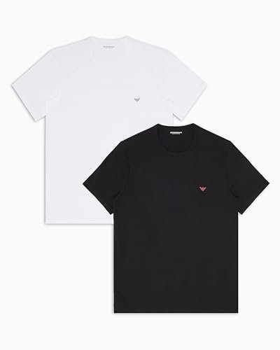 EMPORIO ARMANI Herren 2-Pack Crew Neck T-Shirt, schwarz/weiß, Small
