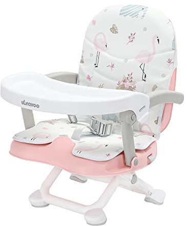 UBRAVOO Portable High Chair 6 Months Plus, Lightweight Baby Booster Seat with Removable Tray, Easy Clean Folding Booster Chair for Babies Toddlers, ACE1013