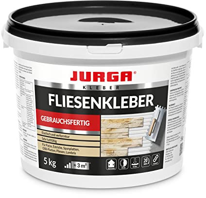 JURGA Colla per piastrelle pronta e flessibile, 5 kg, colla per pietra interna, per elementi decorativi