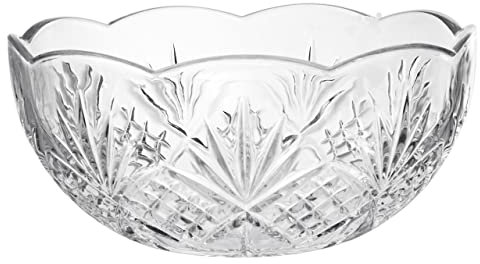 Premier Housewares Crystal Bowl for Kitchen/Stylish Clear Crystal Serving Bowl/Versatile Soup Bowl for Serving W25 x D25 x H12cm