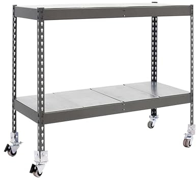 SimonRack SimonTaller Metallregal, 75 kg, 975 x 1500 x 450 mm, 2 Regalböden, Lagerregal, inkl. Rädern, Grau/verzinkt