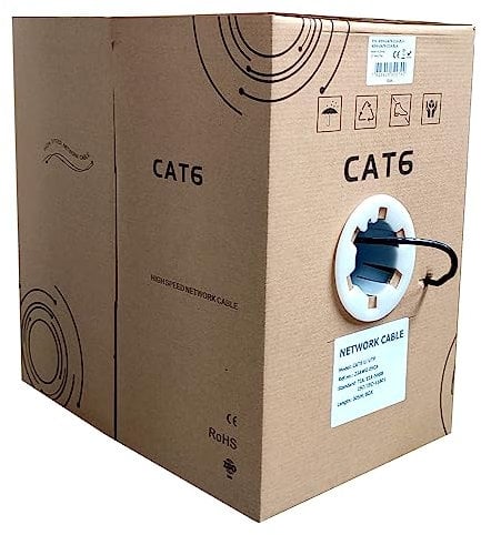305M CAT6 Outdoor Ethernet Cable Reel UTP Network Solid Core CCA 1000 Feet CAT 6 Networking LAN 305 M Roll In Pull-Box