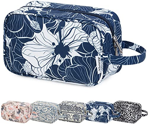 Kulturbeutel Damen Kulturtasche Große Reise Schminktasche & Waschtasche Gross Kosmetiktasche für Frauen Mädchen (Blauer Lotos)