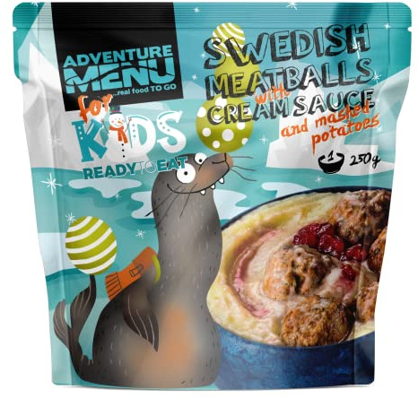 Adventure Menu - Schwedische Frikadellen mit Sahnesauce und Kartoffelpüree | 250 g, Gourmet Mahlzeit für KIDS für unterwegs & daheim