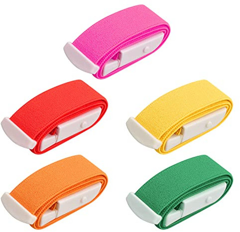 5pcs Torniquete Médico Torniquete con Hebilla de Liberación Torniquete Ajustable con Hebilla Plástico ABS Sin Látex para Médicos Enfermeras Estudiantes Paramédicos (Rojo/Naranja/Amarillo/Verde/Rosa)