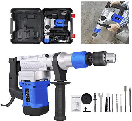 Elektrischer Bohrhammer, 4500 U/min, 3 Funktionen Bohrhammer, 800r/min, 360° drehbarer Griff, Abbruchhammer für Meißel, Schlag, Bohren