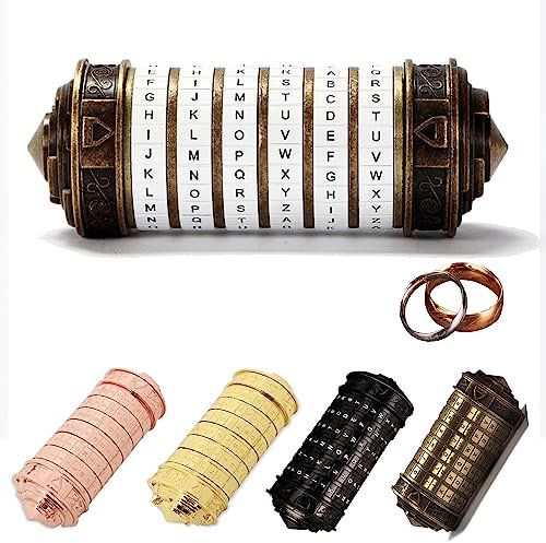 MINGZE Da Vinci Code, Zylinderschloss Box Mini Cryptex Retro Alphabet Sperren Valentinstag Freundin Freund Weihnachten Geburtstag Interessantes Kreatives Romantisches Geschenk(weiß-1)