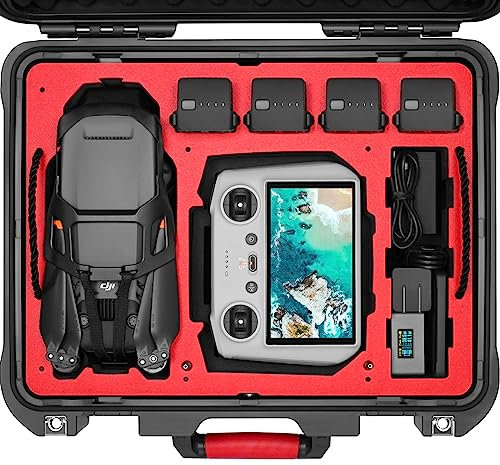 SYMIK P400-M3TL Mavic 3 Pro Koffer, Dreilagige wasserdichte Hartschalen Tasche für DJI Mavic 3 Pro/Mavic 3/Classic/Fly More Combo, DJI RC/RC Pro/RC-N1 Fernbedienung, Landing Pad, iPad, Zubehör