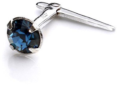 jewellerybox Sterling Silber Nasenstecker mit 3mm Montana Blue Kristall | mit Andralok Verschluss