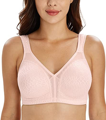 Lemorosy Soutien-Gorge Minimiseur Femme Grandes Tailles Confort Bonnets emboîtants sans Armatures Réducteur de Fort portrine Tous Les Jours Rose FR95F