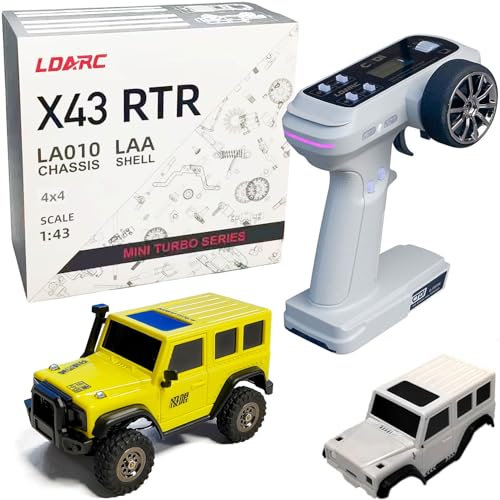LDARC Mini RC Crawler 1:43 4WD All Terrain RC Rock Truck Ideal Für Raupenfahrzeug-Enthusiasten 2.4Ghz Maßstab Ferngesteuertes Auto Modell Kommt Mit DIY Weißer Karosserie (Zitronengelb)