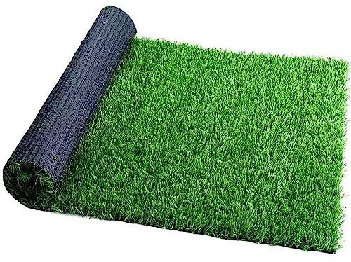 HUHJYUGE Kunstrasen Teppich Indoor 4x6m, Kunststoffrasen Grün, Kunstrasen Rasenteppich für Garten Balkone Terrassen, Strapazierfähig Pflegeleicht mit Drainagelöchern, Meterware