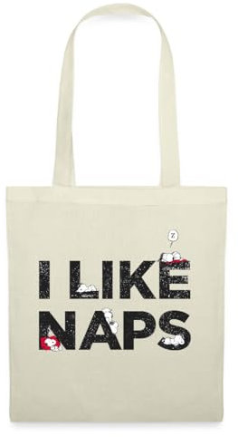Spreadshirt Peanuts Snoopy I Like Naps Lustiger Spruch Stoffbeutel, One size, Natur