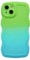 ZCDAYE Compatible with iPhone 13, Cute Neon Rainbow Gradient Color Curly Wave Frame Camera Protection Soft TPU Shockproof Case Cover for iPhone 13 (6.1 inch), Green&Blue