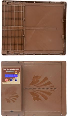 Syrisora Ouvre-Porte Automatique de Poulailler avec Minuterie, Porte Automatique de Poulailler USB à Ouverture Horizontale Ouvre-Porte Automatique de Poulailler avec Minuterie (Brun)