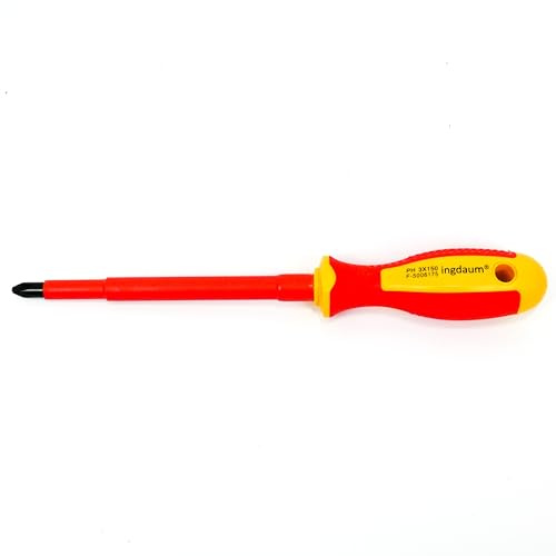 INGDAUM® VDE Kreuzschlitzschraubendreher PH 3 * 150 mm | Isoliert gegen 1000 V, Für professionelle Elektriker, Für Mechatroniker, Für Kältetechniker