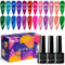 SUPWEE Neon Magnetic Gel Nail Polish Set, 12 Colors Cat Eye Gel Nail Polish Kit with Magnet Soak Off UV Gel Glitter Magnetic Manicure Kit for Nail Salon or DIY at Home 7ml