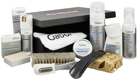 Gabor Premium Schuhputzset Schuhpflegeset zur professionellen Reinigung und Pflege von Schuhen, für alle Materialien, Schmutzentferner, Farbauffrischung, Imprägnierung, Geschenk für Schuhliebhaber