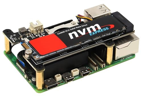 Geekworm X1001 PCIe to M.2 HAT Key-M NVMe SSD PIP PCIe Peripheral Board for Raspberry Pi 5 Support M.2 2230/2242/2260/2280 SSD