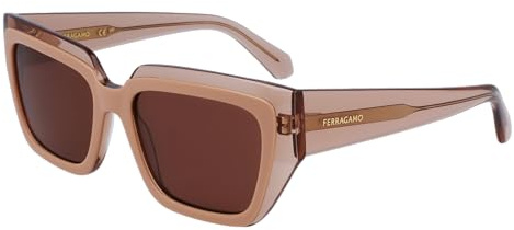 FERRAGAMO Salvatore SF2002S 265 Transparent Nude/Rose Sunglasses Woman Acetato, Square, 55