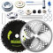 Gashwer 22,9 cm x 20T Karbonstahl runde Kettensägenzahnbürstenblätter und 25,4 cm x 80T Hartmetallspitze Freischneider Trimmer Klingen mit Universal-Adapter-Kit kompatibel mit Motorsense Trimmer