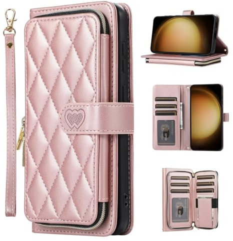 Rnrieyta Miagon Cerniera Cover per Samsung Galaxy A33 5G,Flip Portafoglio Custodia con Zipper e Cordino Supporto Porta Carte Folio in PU Pelle Full Body