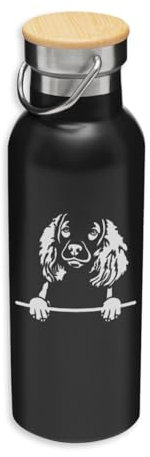 Spaniels American Water Cute Dog Eco, Acero Inoxidable, Botella Aislada, Tapa de Bambú