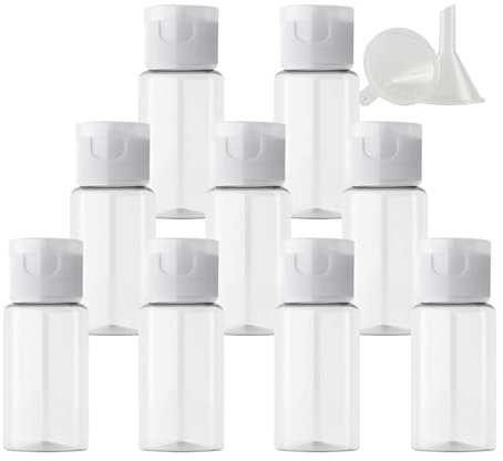 PQPAUTY 24 pièces 10ml Transparent Vide Plastique Bouteille avec Transparent Bouchon à Bascule de Lotion pour lotions crèmes gels shampooing