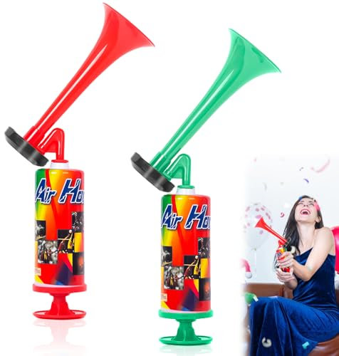 2 Stück Air Horn, Handheld Luftdruck Fanfare Pumpe, Luftdruck-Fanfare, Gasfreie Stadion Tröte, Gashupe Lufthorn Handball, Handheld Air Pumpe Laut Sound Hand Signalhorn für Sports für Sportfeste