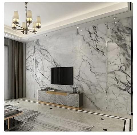 vsdhlsidgl Moderne europäische Imitation grauweiße Marmorstrukturtapete für Wohnzimmer, TV-Hintergrund, Küchenwanddekoration, beliebiger Größe * 150 cm x 105 cm (59,1 x 41,3 Zoll)