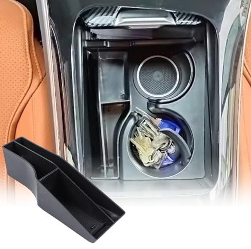 METYOUCAR Mittelkonsole Aufbewahrungsbox, GLC X254 2023 2024, Schwarz, Minimalistisch, 3 Fächer, Anti-Rutsch-Matten, Kompatibel mit GLC X254 Innenzubehör
