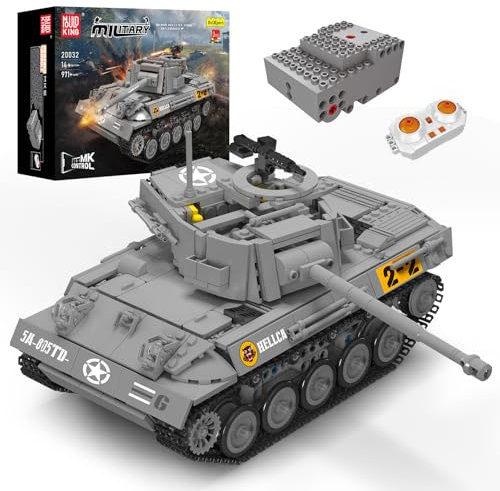 Mould King 20032 Technik M18 Panzer Ferngesteuert mit elektrischem Gyroskop und Sound Technik Transporter Tank, 971 Teile Technologie Klemmbausteine Bausatz…