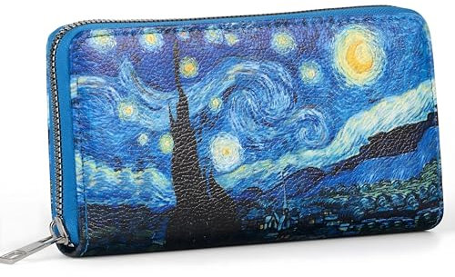 MICHELLE MOON - Portafoglio Donna Grande in Morbida Pelle Sintetica con Portamonete Donna e 12 Slot per Carte e Tessere | Elegante Borsellino Donna con Zip, Portafoglio Ragazza Stampa Notte Stellata