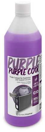 ErrecHome Purple Cool, Fluido para Radiador Morado -30°C/+107°C, Anticongelante G13 con paquete de aditivos de glicerina, Listo para usar, 1 Litro