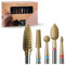 IQ NAILS EXPERT GOLD POWER Nails Nail Drill Bits Set - Set of 6 Manicure and Pedicure Drill Bits – Diamond Cuticle Drill Bits Set - Carbide Drill Bit for Hybrid, Gel, Acrylic Nails – Nail Accessories