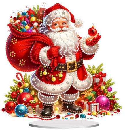 Starnearby DIY Diamond Painting Weihnachten Tisch Deko, 5D Diamant Painting Weihnachten Neu, Diamond Painting Winter Stehend Kunst Set für Anfänger Hausgeschenk Deko (Weihnachtsmann 3)
