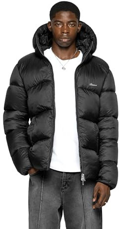 Burocs Glossy Puffer Jacket - Black - Jacke Herren - 2-Wege Reißverschluss - Metall Logo - Innentasche mit Reißverschluss - Kordelzug - 100% Nylon Obermaterial, Größe:XL, Farbe:Black