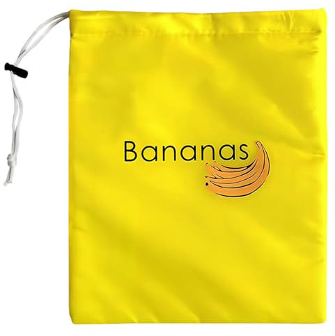 Banana or Vegetable Bag for Fridge 35cm X 28cm Protects Fresh Banana Fruit Vegetable in Fridge Keeps Fresher for Longer Drawstring Storage Bag Shockproof Vegetable and Fruit Shopping Bags (Yellow)