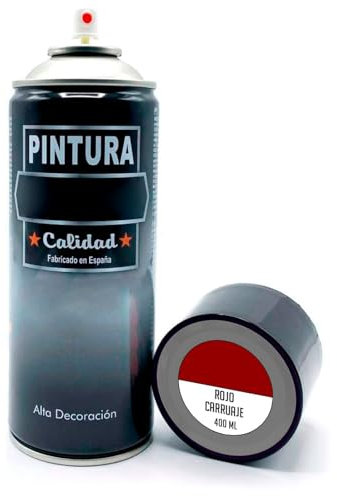 Acan Tradineur - Bote de Pintura en Spray - Fabricado en España - Ideal para Cualquier Superficie, Madera, Metal, Cartón, Piedra o Cerámica - Capacidad de 400 ML - Rojo Carruajes