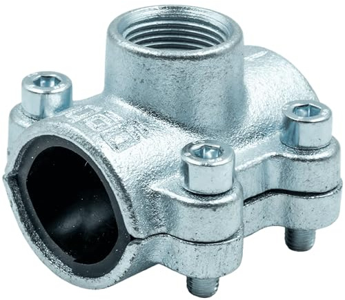 Gebo Rohrschelle Epdm Dichtschelle 1 x 1/2 Silber | Stahlrohr-reparatur, Wasserleitungen, robuste Gusskonstruktion, 1-Zoll