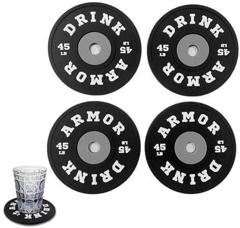 Set of 4 Black Weight Plate Coasters,Soft PVC Finish,Gym Weight Coasters, Ideal Gym Gifts for Men and Women,Suitable for Cups and Mugs (black)